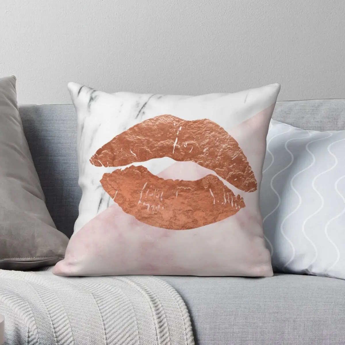 

Чехол для подушки Kiss Me с мраморным рисунком, полиэстеровый льняной бархатный декоративный чехол на застежке-молнии для дивана, сиденья, 18 дюймов