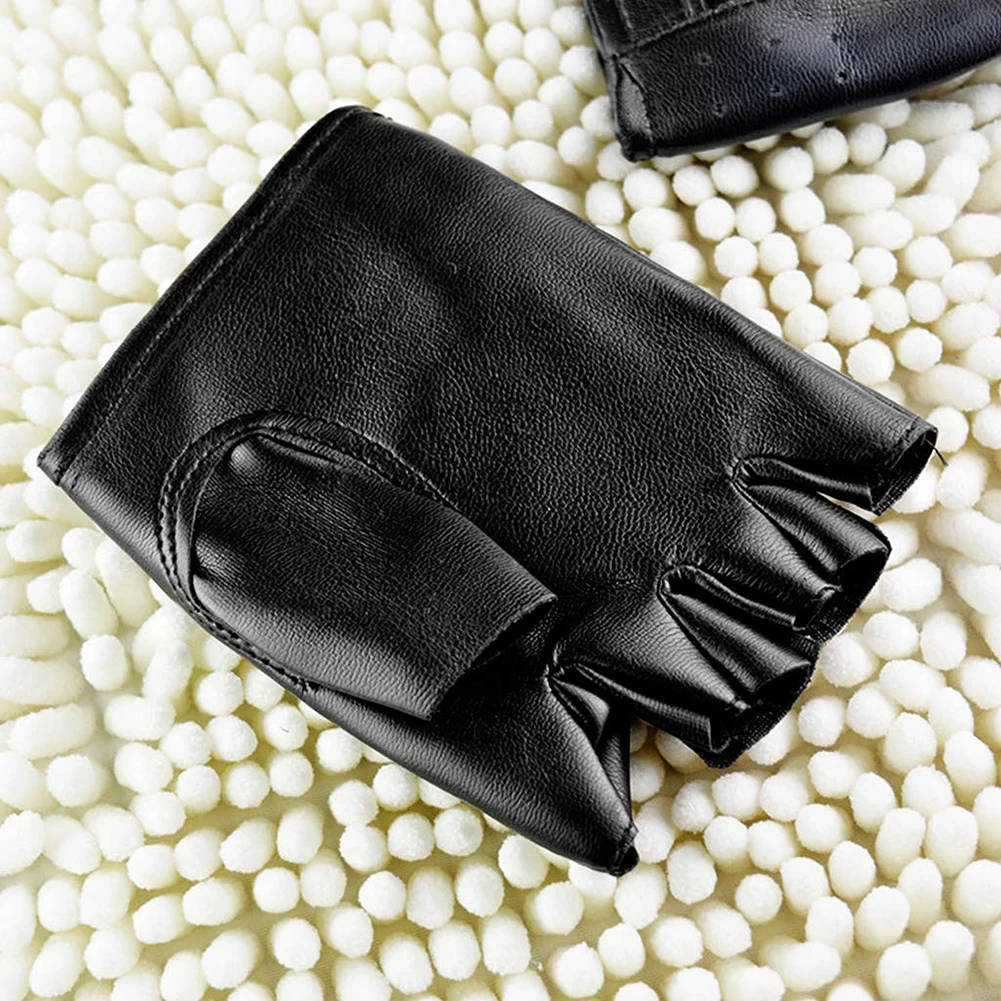 Unisex Artificial Leather Half-Finger Gloves Theatrical Punk Hip-Hop Driving Motorcycle Performance Party Fingerless Mittens fingerless gloves fingerless gym gloves