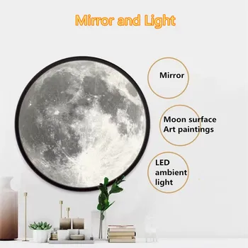 

2019 Newest 25CM Moon Lamp Makeup Mirror White Lighted LED Table Light Night Lamp Bedroom Decor Art Painting USB power
