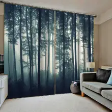 Пользовательские 3D занавески Роскошные Затемненные окна занавески гостиной шторы с лесом затемненные занавески
