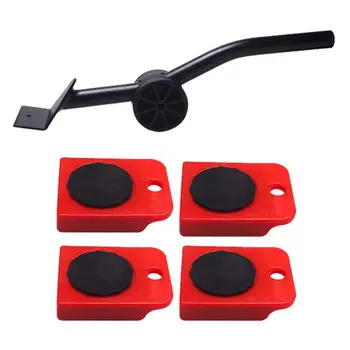 

5pcs Furniture Lifter Slider Kit Heavy Stuffs Mover Tool Wheeled Roller Wheel Bar Device Max Up for 150Kg