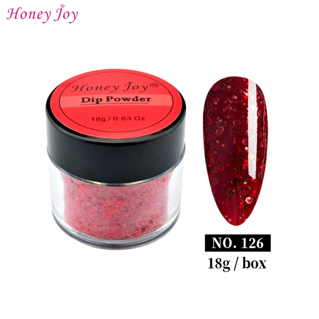 18g/28g Very Fine Red Wine Shine Glitter Hexagon Sequin Paillette Dip Powder Long-lasting Nails No UV Light Needed No. 126 - 18g