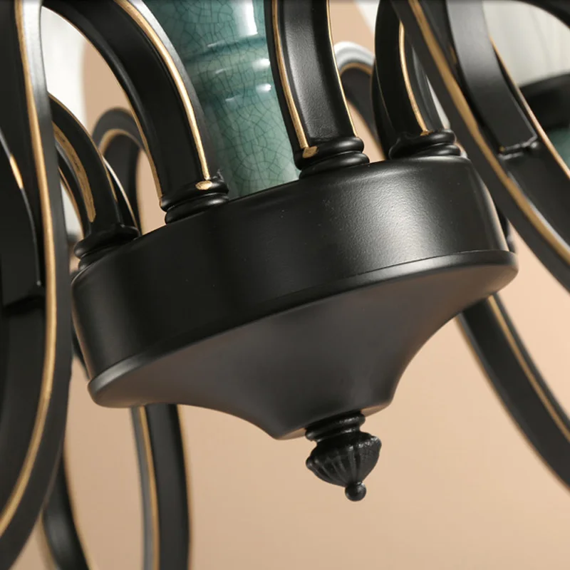 Modern lustres for living room black chandelier lighting dining chandelier with porcelain Fixtures bedroom ceramic ceiling lamp