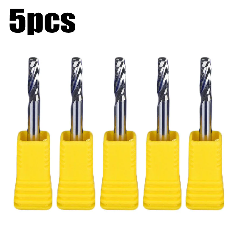 

5PCS Aluminum Cutting Endmill End Mill Single Flute Spiral CNC Router Bit 4mm X 12mm Cut One Flute CNC Router Bits