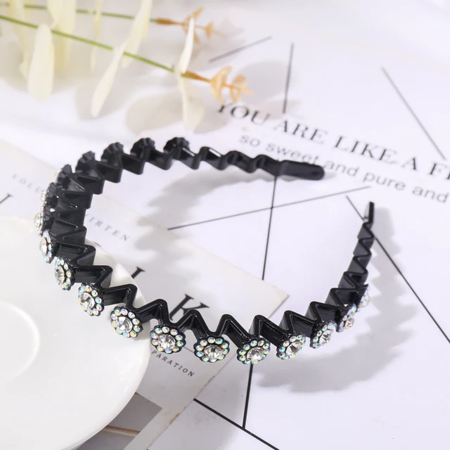 Fashion Pearl Non-Slip Rhinestone Hairbands Elastic Flower Women Hair Hoop Bands Headband Bezel Girls Hair Accessories Headdress big ABWHITE