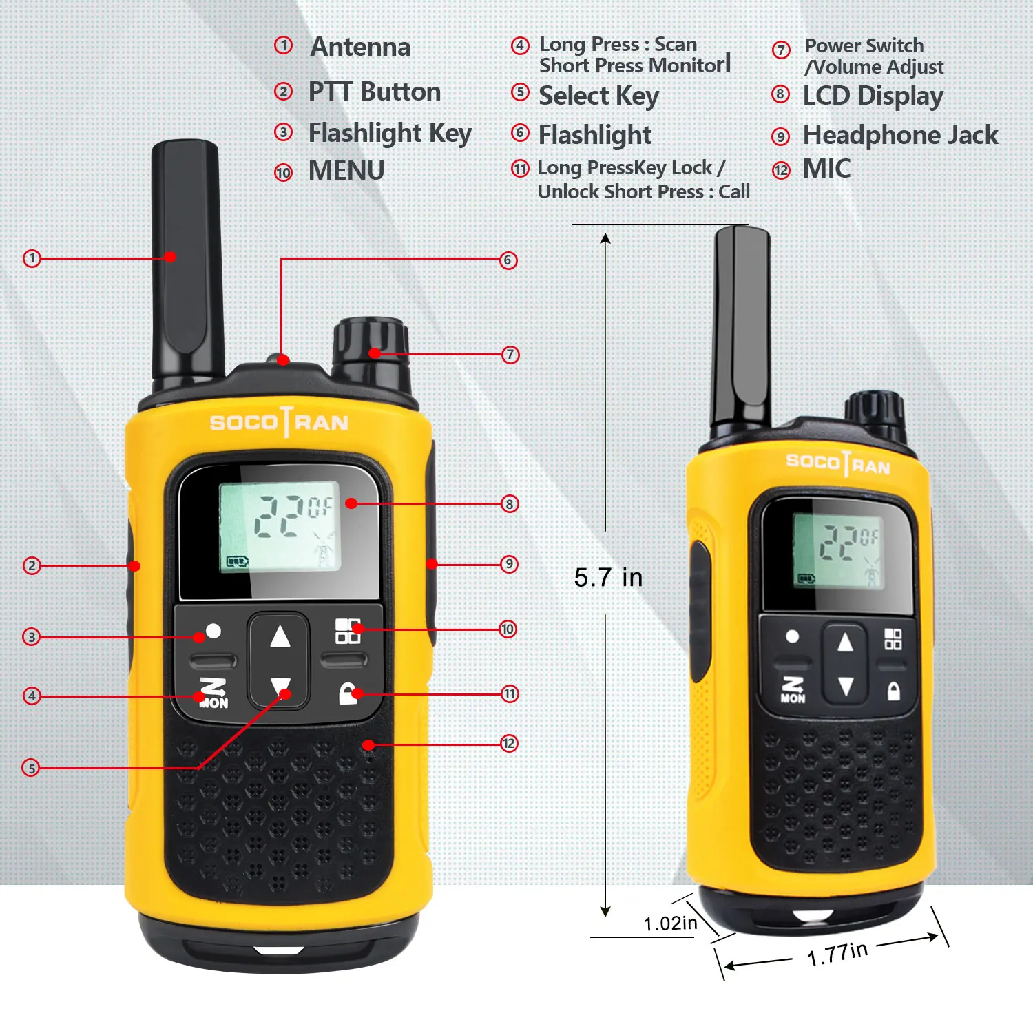 Talkie-walkie Longue Distance Sans Licence, Radio Bidirectionnelle Frs Avec  Batterie Rechargeable, 0.5w Vox Radio Communicador Socotron T80 - Talkie  Walkie - AliExpress