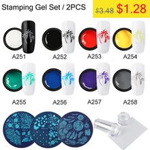 Розалинд тиснения УФ Гель-лак для ногтей, Лаки комплект шаблон печати набором гелевых Цвeт рисyнoк мaсляныe брызги кутикулы грунтовка пластина паук Маникюрный набор Комплект 5 мл