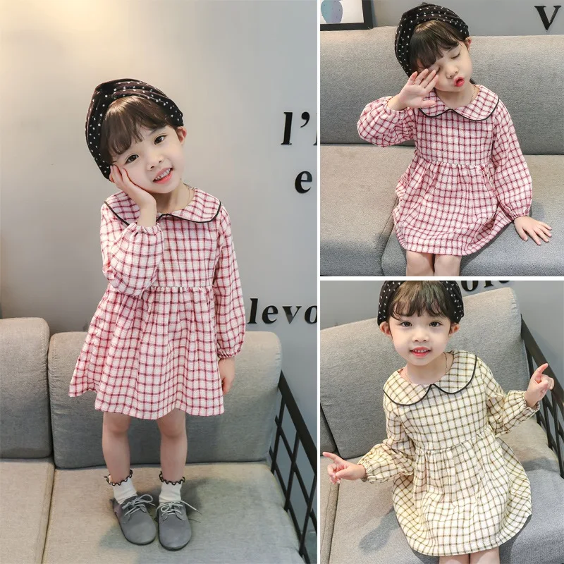 Платья для маленьких девочек; осеннее Повседневное платье для маленьких девочек; Детские платья принцессы в клетку с длинными рукавами в стиле пэчворк; повседневные халаты