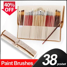 38 шт набор кистей для рисования с сумкой из холста с деревянной ручкой художественные кисти товары для рукоделия масляные акриловые акварельные краски для рисования