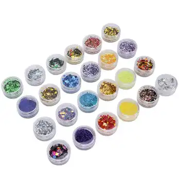 

Nails Accessoires Nail Sticker 24 Bottles Nail Glitter Powder Sequins Nail Art DIY Colorful Paillette Flakes Decorations Nail