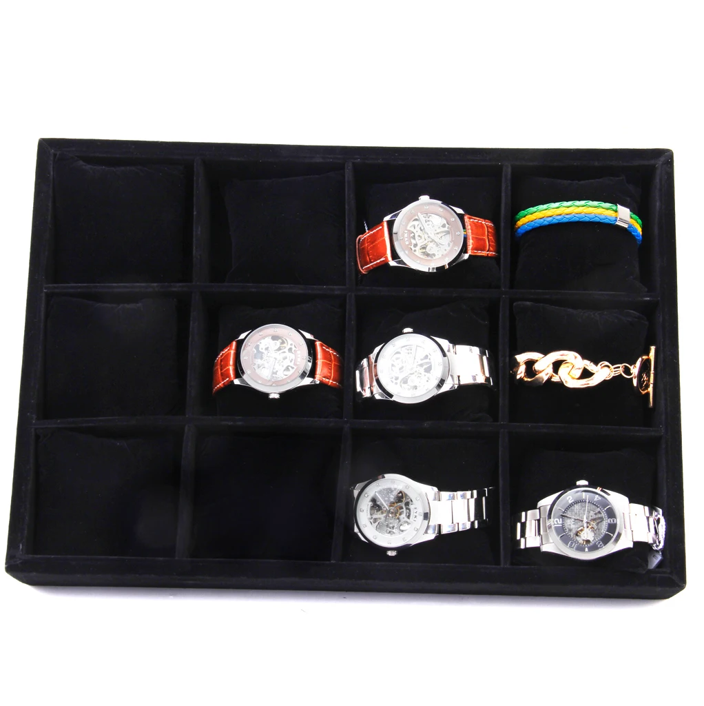 

Velvet Watch Drawer Tray Storage for Women Men - 12 Slot Luxury Watch Bracelet Case Display Jewellery Organizer