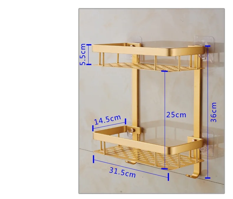 Высококлассная настенная полка для ванной комнаты из алюминиевого сплава, настенная полка для кухонного штатива