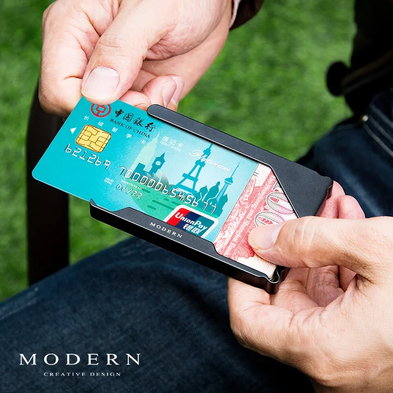 

Brand Aluminum Slim Card Holder Card Wallet Credit Card Case Minimalist Men Wallets Mini Travel Wallet Organizer - Morden
