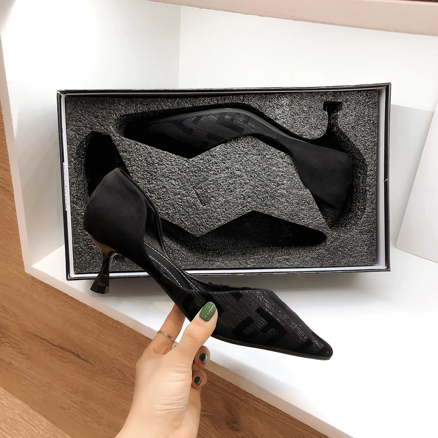 

18197-11 Korean-style Spring New Style WOMEN'S High-heeled Shoes Low-Cut Thin Heeled Daily Life WOMEN'S Shoes 5.5 Cm