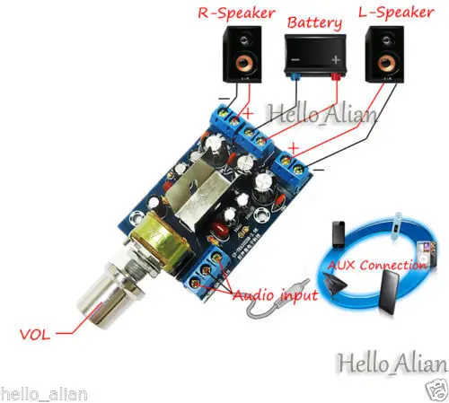 TEAB Stereo Audio Power Amplifier Board AC 5V-9V DC 5V-12V 3W*3W Dual Channel VOL