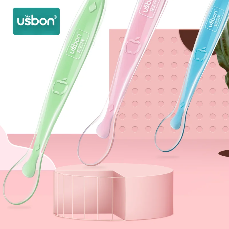 Usbon 2 шт., силиконовая ложка, детские ложки, посуда для кормления, детская посуда, столовые приборы, ложка, инструменты для лоскутного шитья, набор супов, половник