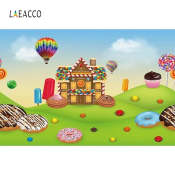 

Laeacco Candy World Donuts Candy Child Birthday Photo Backgrounds Photocall Vinyl Photography Backdrops for Photo Studio Vedio