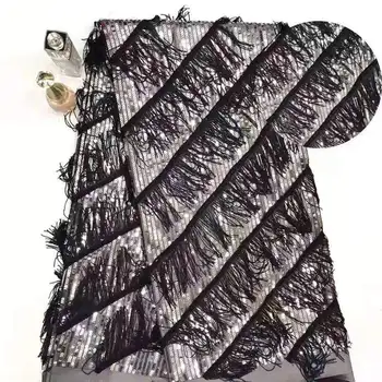 

New Arrival Sequins Lace Fabrics African Nigerian Tulle Mesh Lace Fabric for Wedding Velvet Lace Fabrics with Sequins APW2668B-8