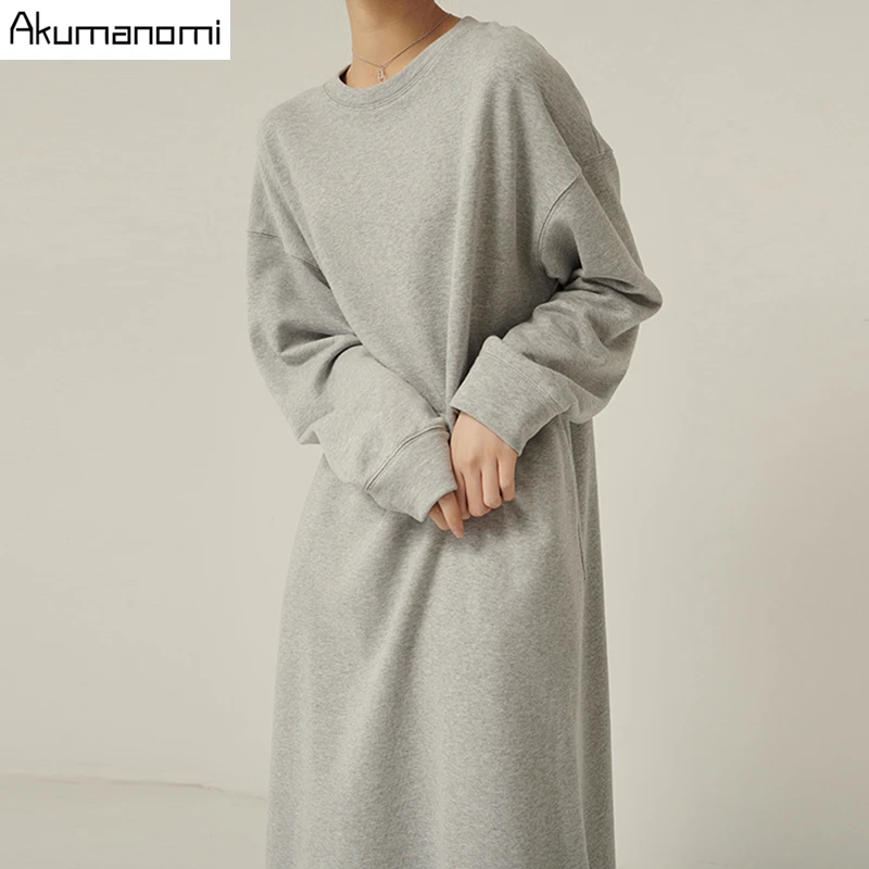 Осенне весеннее платье макси для женщин 2020 xxxl 4xl 5xl 6xl 7xl серое повседневное