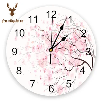 

Beautiful Cherry Tree Branches PVC Wall Clock Modern Design Home Decor Bedroom Silent Oclock Watch Wall For Living Room