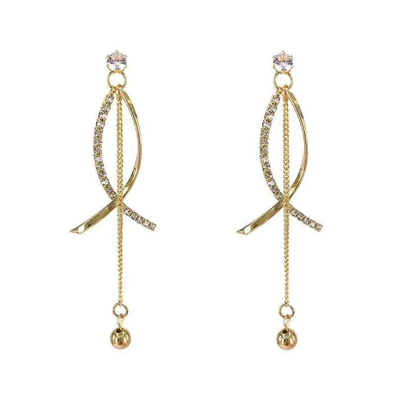 Charm Needle Earrings Dongdaemun Temperament Long Section Simple Crystal Fashion New Gentle Lady Style | Украшения и аксессуары