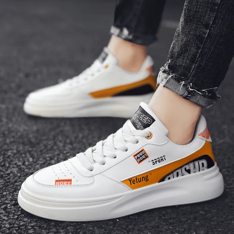 White Orange M-Explosion/Мужская Повседневная дышащая обувь в стиле Харадзюку, подходящая по цвету, на шнуровке - Цвет: White Orange