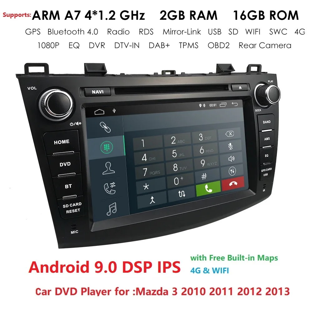 ##BUY IPS DSP Android 9.0 Car DVD Player Radio Stereo 8 Inch 2 DIN For Mazda3 2010 2011 2012 2013 Car Multimedia GPS WIFI BT DAB 4G