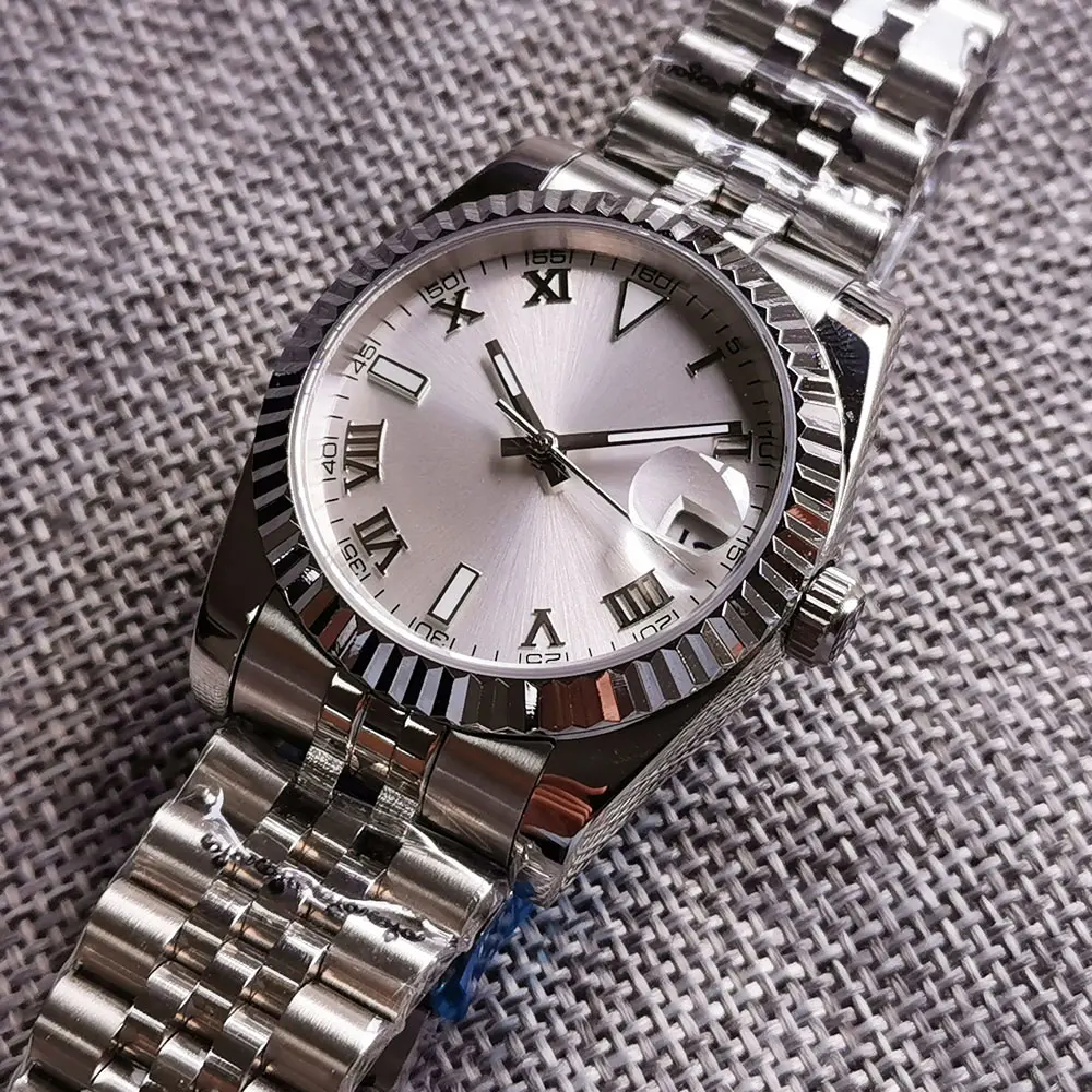 

39MM New Steel Polished Self Winding Men Watch 21 Jewels MIYOTA 8215 Movement Jubilee Band Screwdown Crown