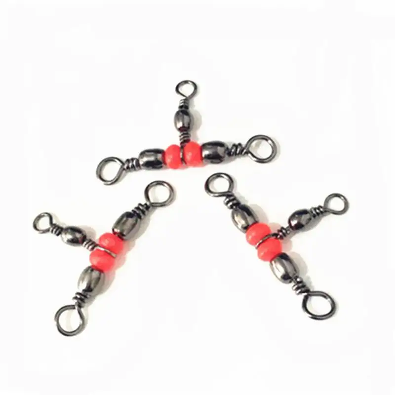

3 Way Brass Fishing Rolling Triple 10/20/50Pcs Barrel Spinning Swivel Bearing Connector Solid Ring Fishing Tackle Accessory