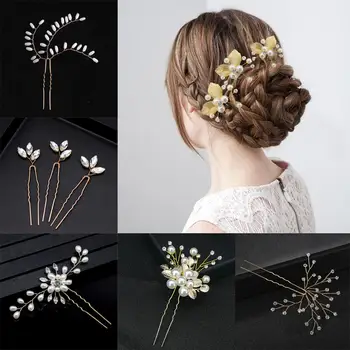 

Luxury Pearl Hair Pin Clip Crystal Rhinestone Wedding Hairpins Sticks for Women Girls Hair Jewelry Accessories