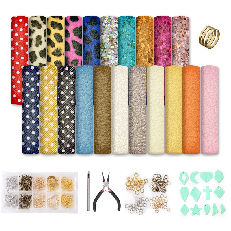 Faux Leather Earrings Findings Jewelry Sets For Women DIY Making Earings Suit Materials Model Hook Clasp Accessories Girls Gifts | Украшения