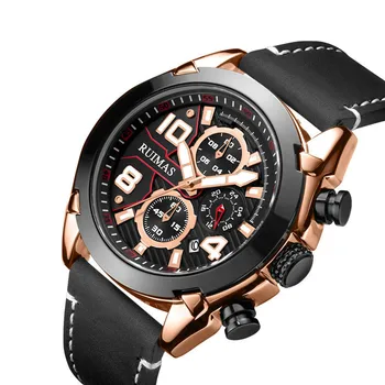

Rimas Ruimas More Function Men Watch Luminous Trend Sports Belt Quartz mens watches top brand luxury