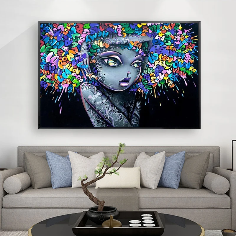 

Lovely Girls Graffiti Art Canvas Paintings On The Wall Pictures For Living Room Pop Art Street Art Canvas Prints Home Decoration