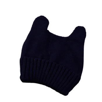 

Winter Solid color unisex bean hat autumn cat ears wool hat soft warm knit hat men and women SkullCap hat Gorro ski hat