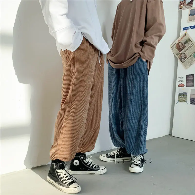 

Autumn Corduroy Pants Men's Fashion Retro Casual Pants Men Streetwear Wild Loose Hip-hop Straight Wide-leg Pants Mens S-3XL