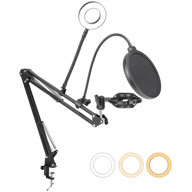 800 Microphone Adjustable Suspension Arm Stand Clip Holder and Table Mounting Clamp With Pop Filter for bm800 Microphone