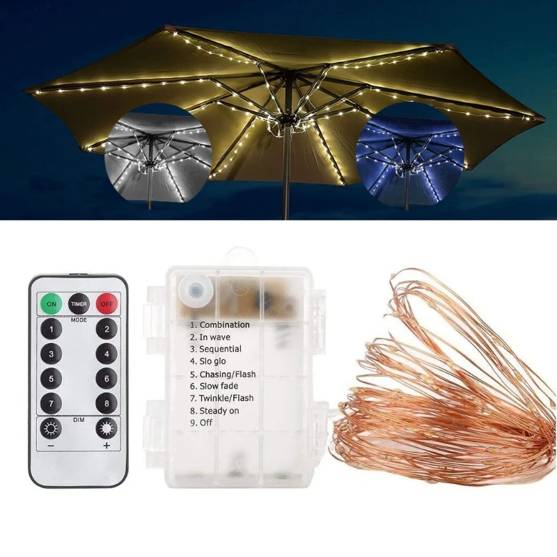 fairy lights in room LED Patio Umbrella Lamp Rechargeable Parasol String Lights with Remote Control Waterproof for Camping Tent Beach Holiday led light string String Lights