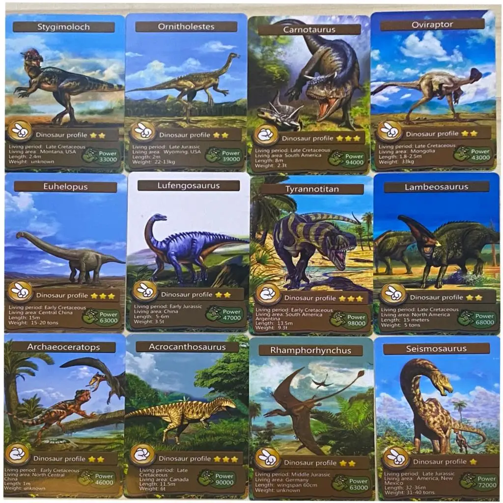 Juego de cartas de cognición de dinosaurios de Disney, 55 Uds., Cartas coleccionables de Anime de batalla, álbum de libros, juguetes para niños, regalos mayor de 3 años 8,7x6,3 cm