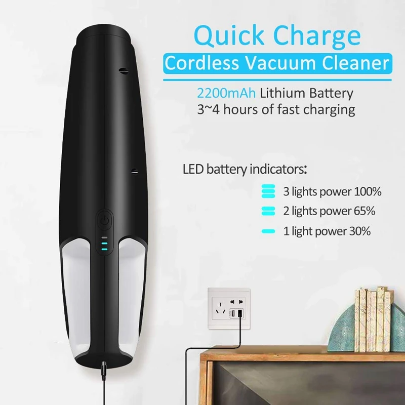 

Handheld Vacuums,Cordless Handheld Vacuum Cleaner with 7KPa Powerful Suction Wet Dry Lightweight Rechargeable 2200MAh Lithium Ba