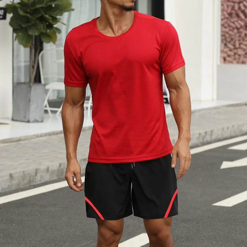 

Running Fitness Clothes Two-piece Summer Loose Casual Short-sleeved Breathable Shorts Quick-drying Sports Suit Men Jogging Set
