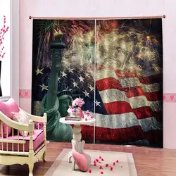 Американский декор с флагами занавеска для душа композитная фотография штатов идолы с фейерверками на фоне затемненная занавеска