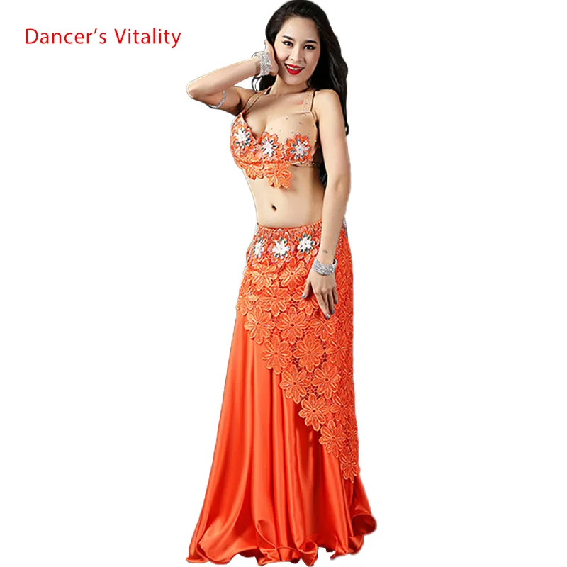 

Women Belly Dance Dancewear Belly Dancing Clothes Oriental Dance Outfits Bra+Lace Short Skirt+Long Skirt+Underpants 4PCS Set