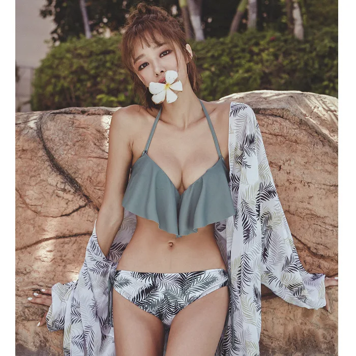 

Korean Style Sexy Swimsuit Three Pieces Set Women'sWomen Bikini Sun Protection Cloak Ladies Beach Sets surfing Bathing Suit