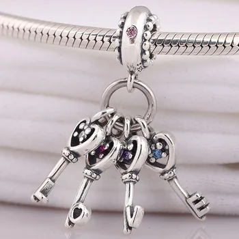

Original Vintage Love Heart Key With LOVE Letter Pendant Bead Fit 925 Sterling Silver Charm Bracelet Bangle Diy Jewelry