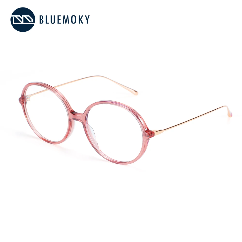 BLUEMOKY очки с защитой от синего излучения, компьютерные очки, женские очки, оправа для очков, женские очки, круглые очки с полной оправой, поддельные очки - Цвет оправы: 001