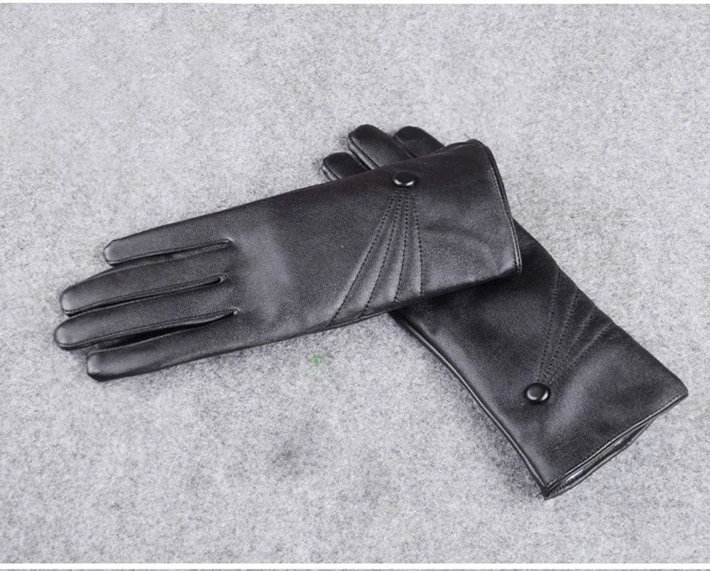 Теплые женские перчатки,, Роскошные, из искусственной кожи, зимние, для вождения, сенсорный экран, тактические перчатки, черные, высокое качество, Дамская варежка# L20