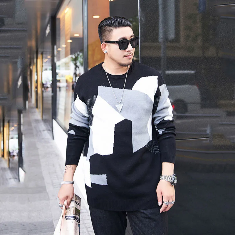 

Men's Sweater 2019 New Large size Men's tide card Autumn Round neck Pullover Loose Sweater More size XXL-7XL