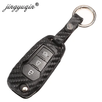 Keyforkess portachiavi con telecomando in Silicone stile fibra di carbonio per Ford Escort Titanium Mondeo Everest Explorer Kuga Ka Mustang - Jingyuqin portachiavi con telecomando in Silicone stile fibra di carbonio per Ford Escort Titanium Mondeo