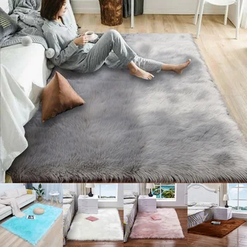 

2020 New Soft Faux Fur Wool Living Room Sofa Carpet Plush Carpets Bedroom Cover Mattress Xmas Door Window Round Rugs Carpets