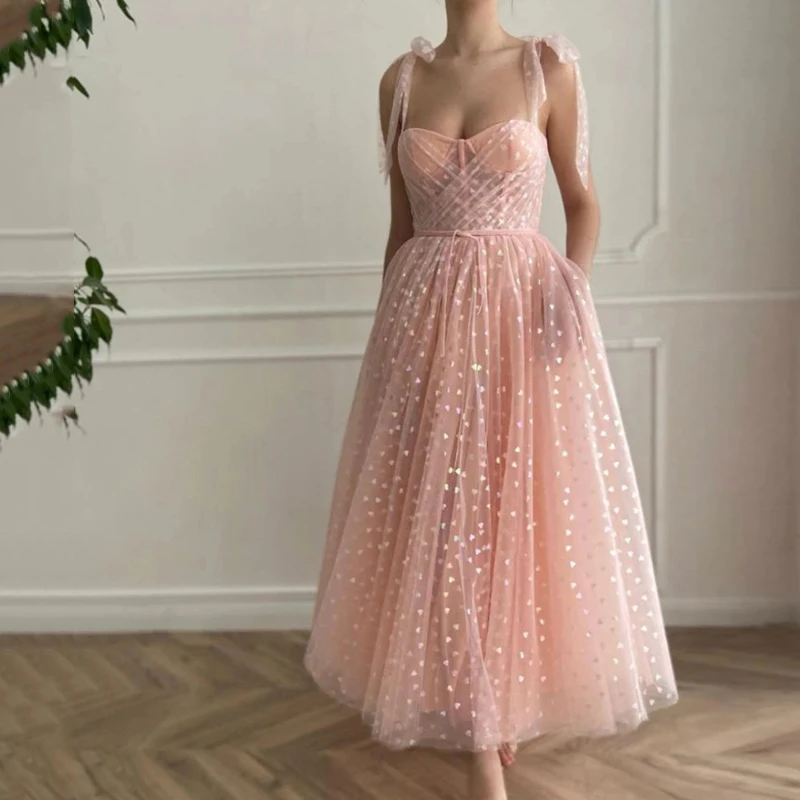Dusty Rose Calf Length Wedding Guest Dress Cocktail Party Dress